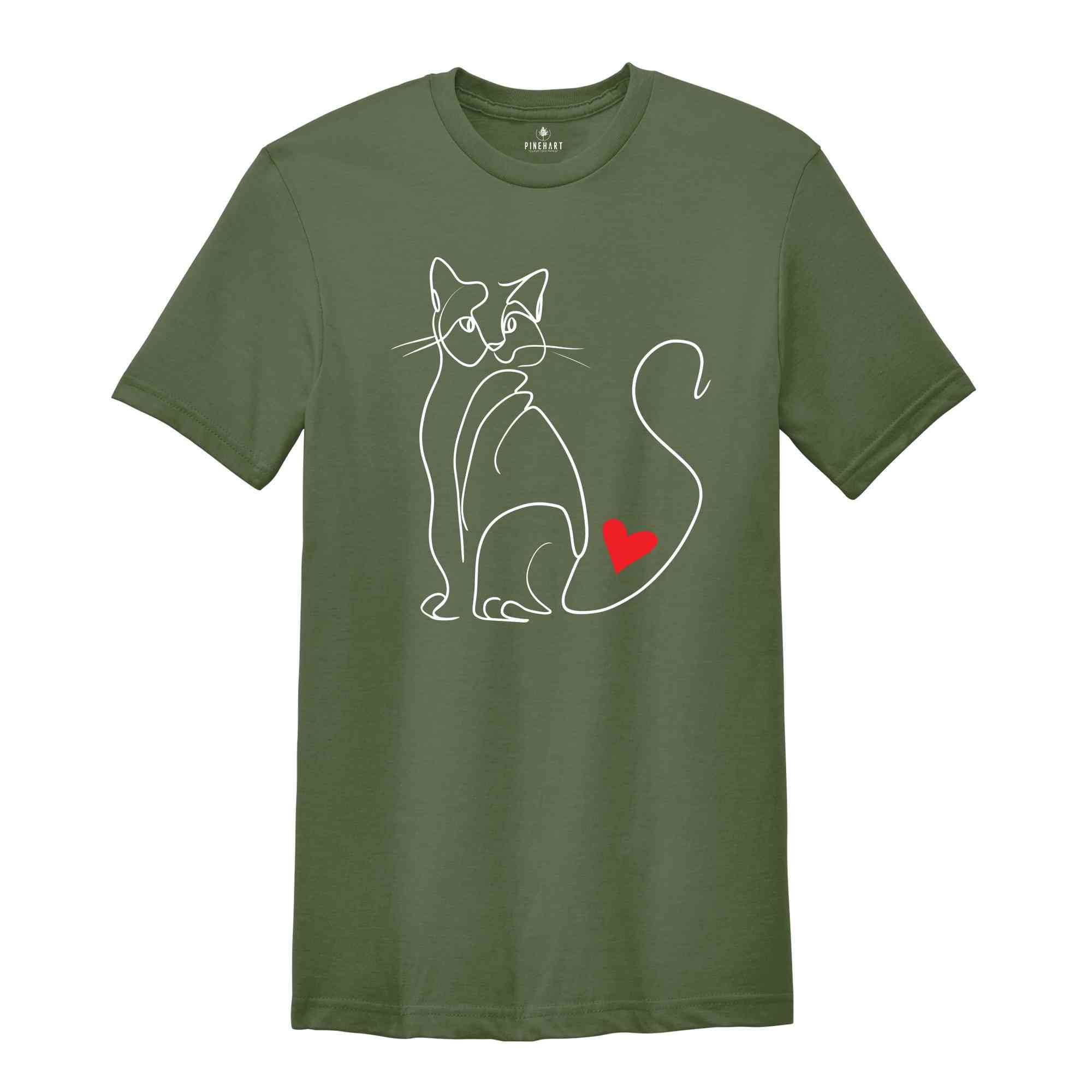 Minimalist Cat T-Shirt, Cat Lover Shirt, Gifts for Cat Lovers, Cat Mom Shirt, Animal Lover Tee, Cat Lovers Tee, Cat Owner Shir