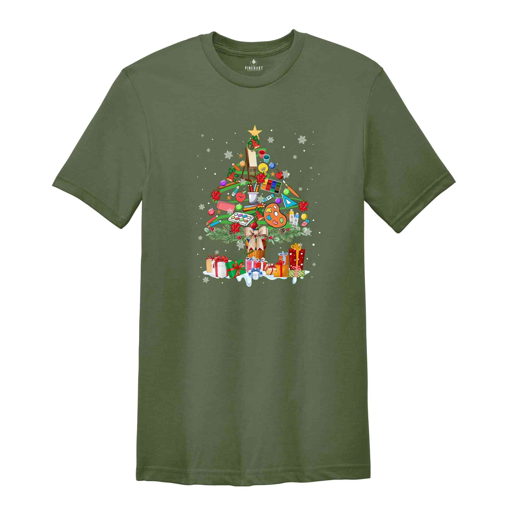 Art Teacher Christmas Tree T-Shirt, Funny Art Teacher Shirt, Painter Tee, Art Lover Shirt, Christmas Gift, Christmas Sweatshirt