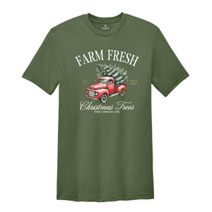 Farm Fresh Christmas Shirt, Holiday Shirt, Cute Christmas Shirt, Christmas Trees Holiday Shirt, Christmas Truck Shirt