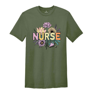 Nurse Flower Shirt, Gift For Nurse, Nursing Student Shirt, Registered Nurse, Graduation Shirt, Nursing School Tee, RN Tee, Nurse Shirt