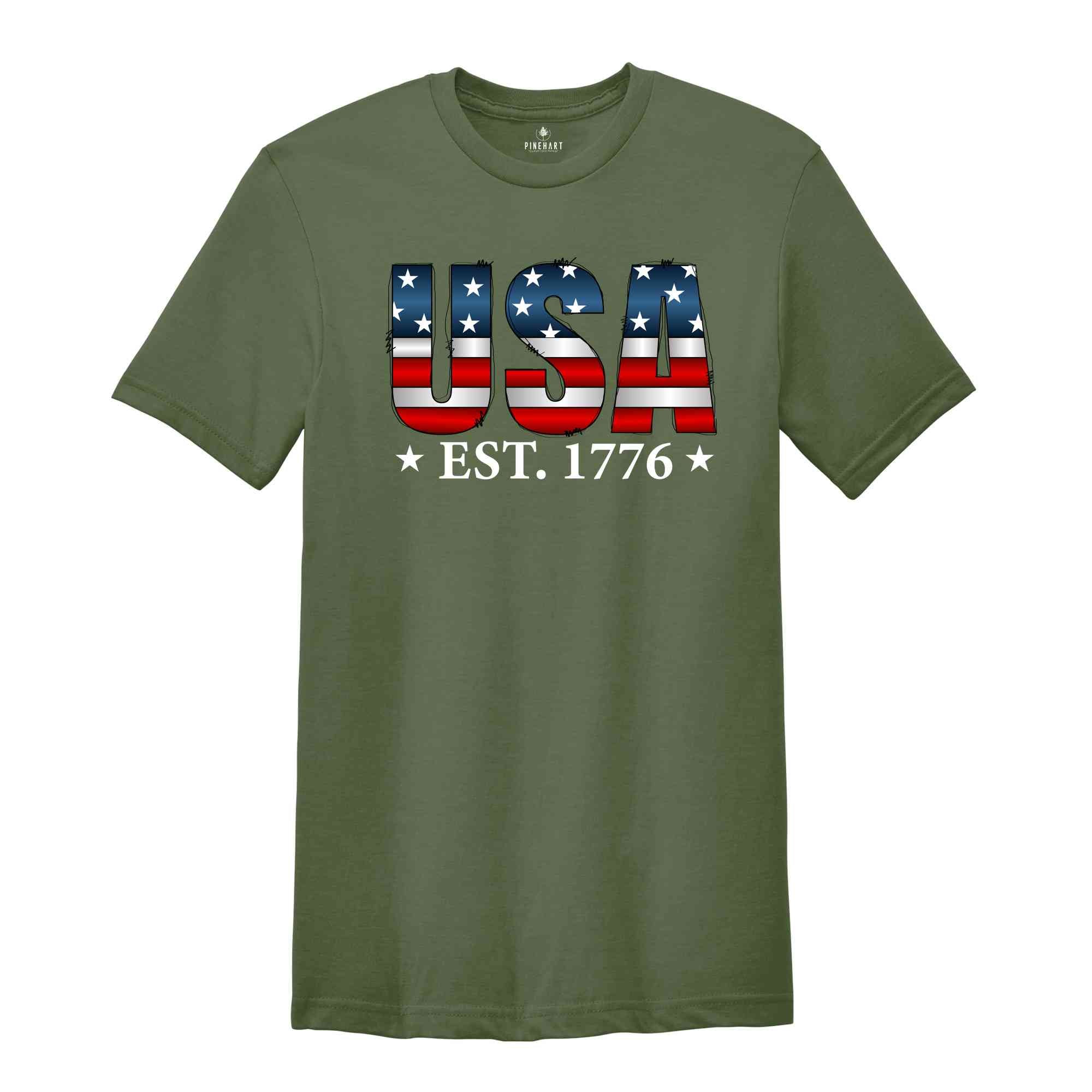 Usa Est.1776 Shirt, Patriotic Shirt, Independence Day Shirt, 4th Of July Shirt, Retro America Shirt, America Lover Tee