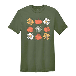 Pumpkins Flowers Halloween Shirt, Vintage Floral Pumpkins Shirt, Retro Pumpkin Shirt, Fall Shirt, Halloween Shirt, Retro Halloween Shirt