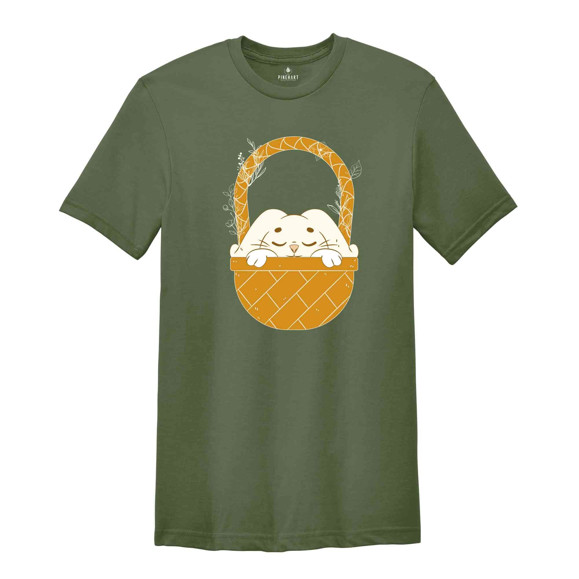 Sleeping Bunny Easter Shirt, Rabbit Lover Gift, Bunny with Flowers, Easter Tee, Cute Bunny Shirt, Sleepy Bunny, Easter Day T-shirt