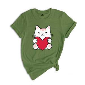 Cat Valentine Day Shirt, Valentines Day Gift, Cat Lover Tee, Cat Mom Tshirt, Valentine Cat Lover Shirt