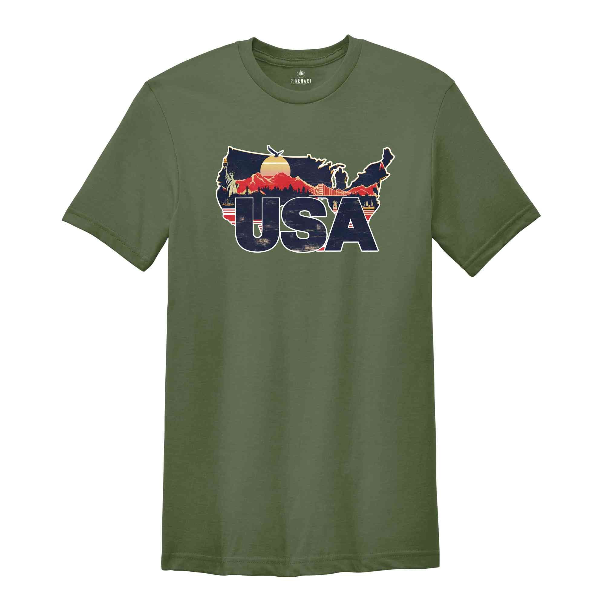 Retro USA Shirt, USA Travel Shirt, Country Travel Shirt, Shirt For Traveler, Travel Lover Gift, Travel Tee, Trip Shirt, America Shirt