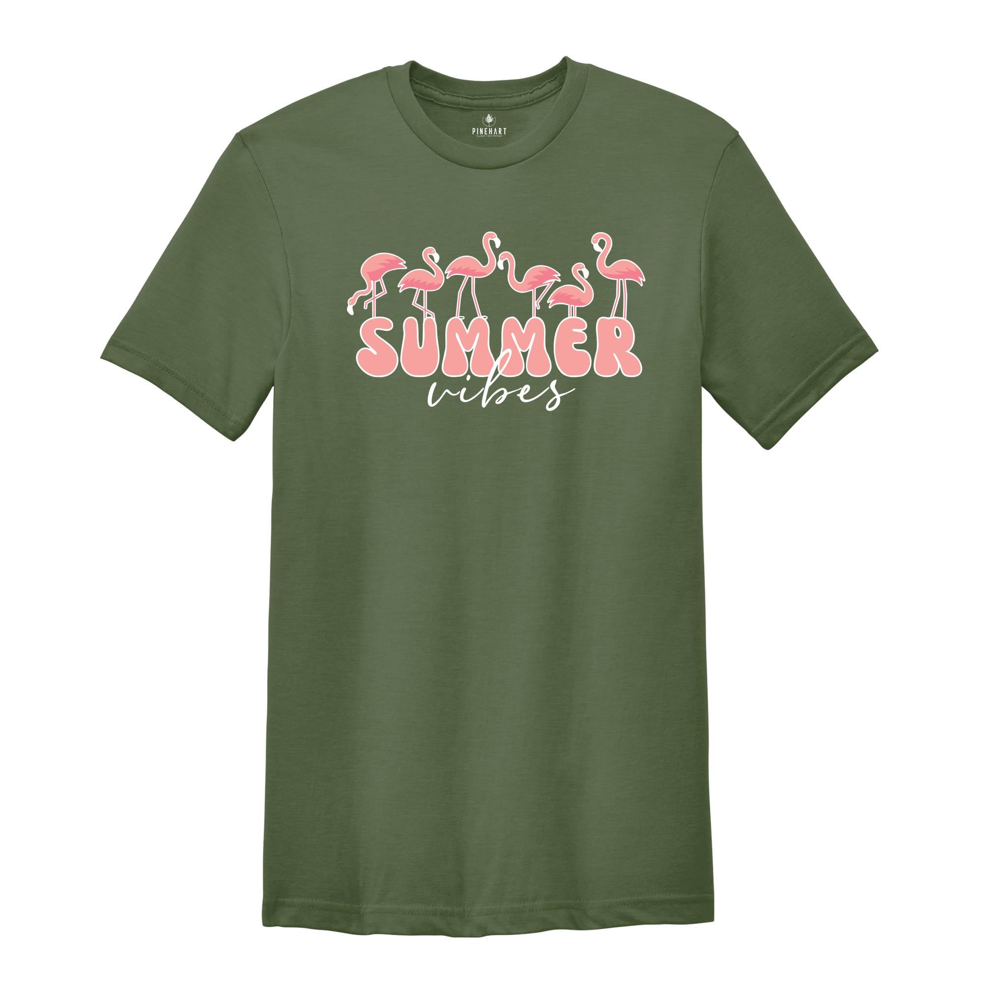 Flamingo Summer Vibes T-shirt, Flamingo T-shirt, Flamingo Lover Tee, Flamingo Lover Gift, Animal Lover Shirt, Animal Lover Gift