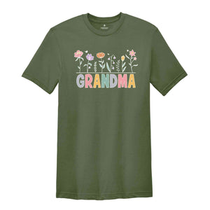 Wildflower Grandma T-Shirt, Grandma To Be Shirt, Gifts For Grandma, Floral Shirt, Baby Announcements Gifts