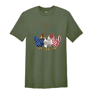 Fourth of July Americana Rooster Shirt, Independence Day Tee, American Pride Shirt, Patriotic Chicken Tee, Americana Rooster Shirt