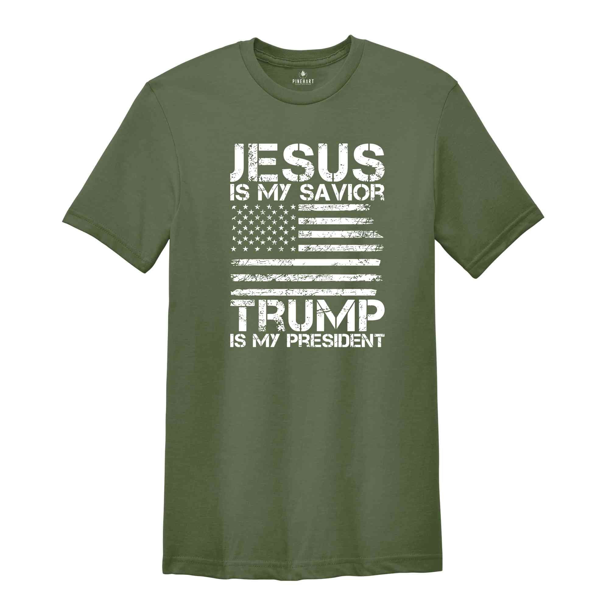 Jesus is My Savior Trump is My President T-Shirt, Trump 2024 Tee, Campaign Shirt, Religious Political Gifts, Usa Elections Shirt