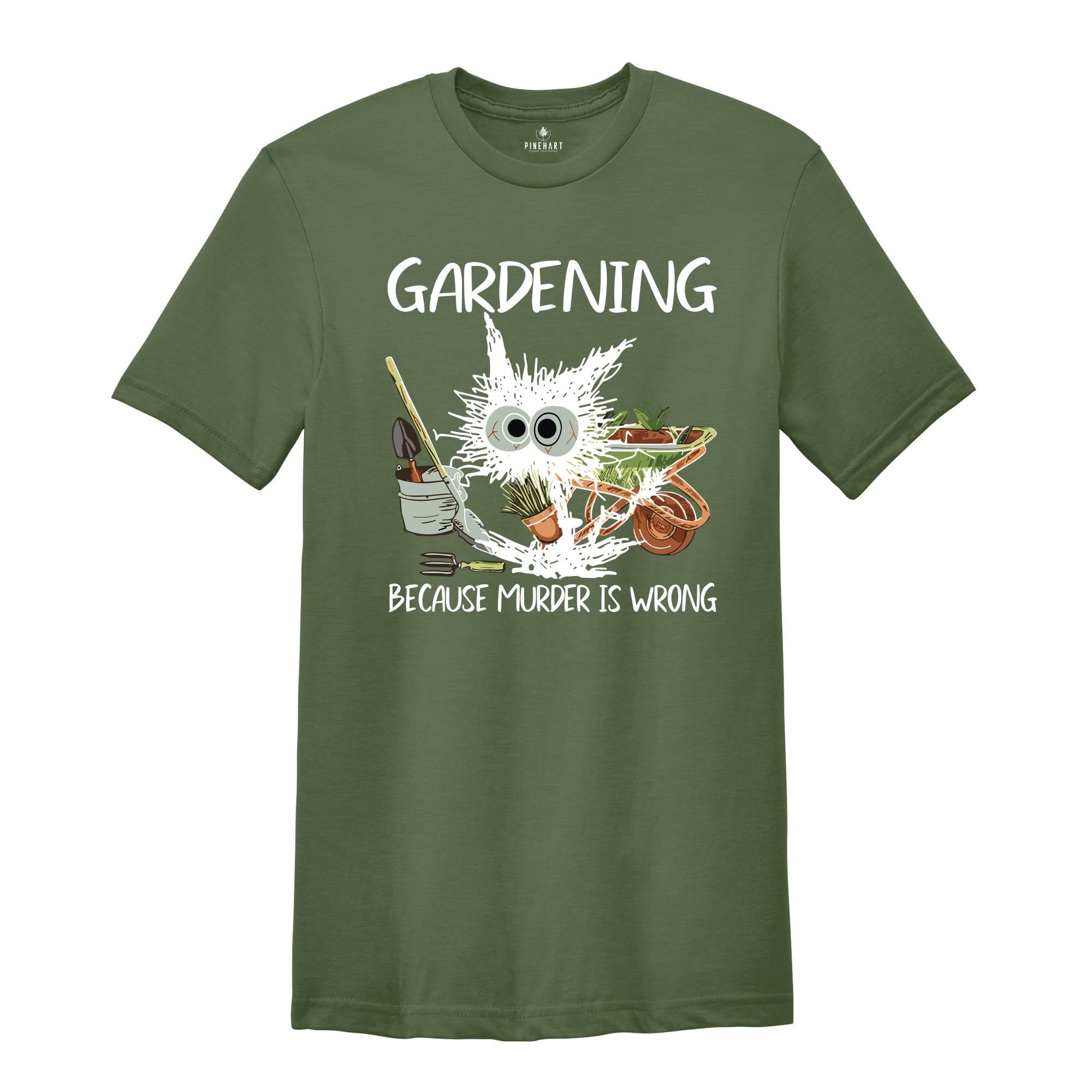 Gardening Because Murder Is Wrong Gardening Shirt, Black Cat Gardening Shirt, Black Cat Shirt, Funny Gardening Shirt, Gardening Lover Shirt