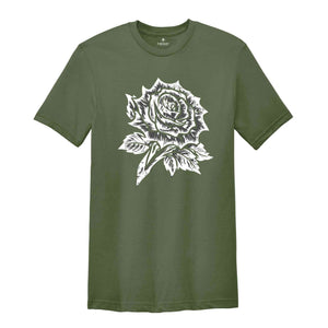 Aesthetic Rose Shirt, Black Rose Shirt, Comfort Colors Tshirt, Floral Graphic Tee, Boho Tee,Festival Clothing