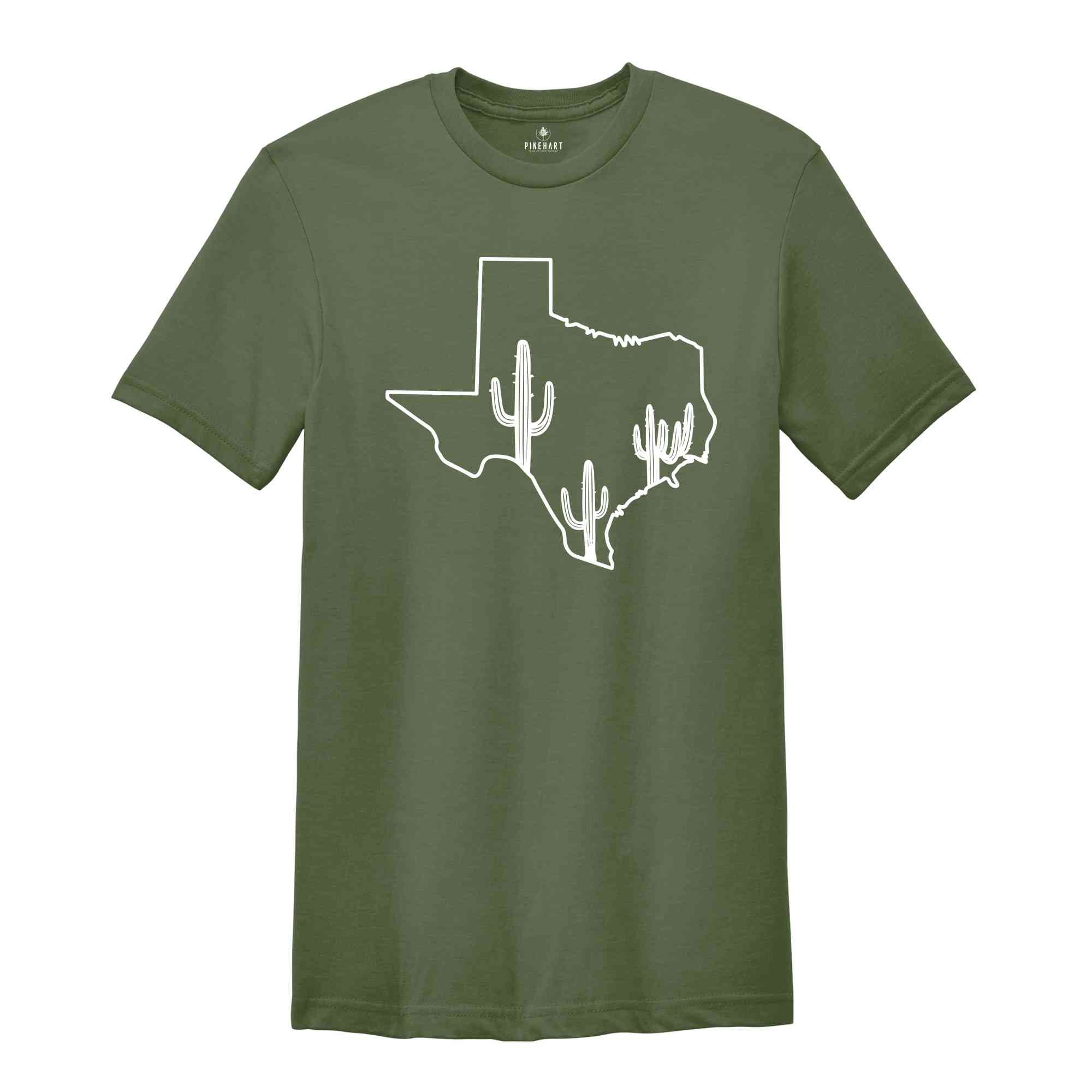 Texas Map Shirt, Texas Cactus Shirt, Texas Home Shirt, Home State Shirt, Texas Girl Shirt, Texas Lover Gift, Cactus Shirt, Southern Shirt