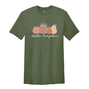 Hello Pumpkin Fall T-Shirt, Autumn Shirt, Pumpkin Lover Gifts, Fall Season Shirt, Thanksgiving Shirt, Pumpkins Tee