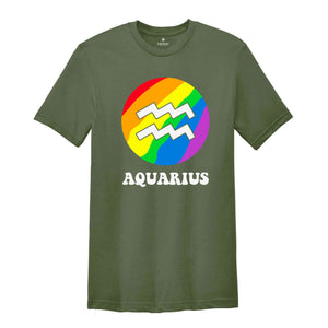 Aquarius LGBT Shirt, Zodiac Sign Shirt, Aquarius Birthday Shirt, LGBTQ Pride Shirt, Pride Month Shirt, Rainbow Shirt, Zodiac Tshirt