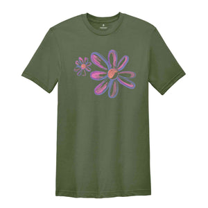 Daisy T-Shirt, Flower T-Shirt, Wildflower T-Shirt, Boho Shirt, Floral T-Shirt Gift, Birth Month Flower, Gift For Sister