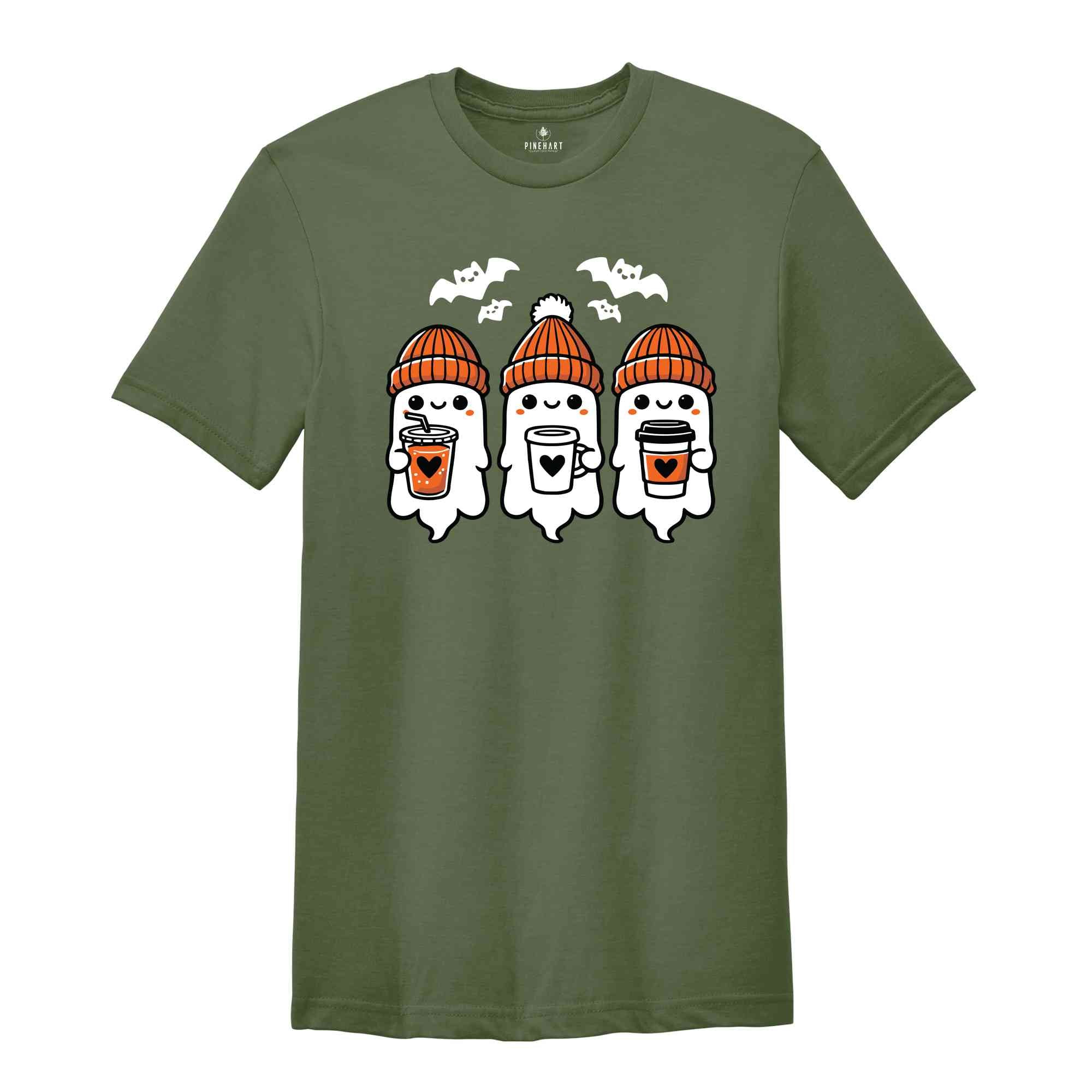 Halloween Coffee Ghosts Shirt, Cute Ghost Shirt, Coffee Halloween Shirt, Cute Fall Shirt, Spooky Season Shirt, Halloween Shirt, Spooky Shirt