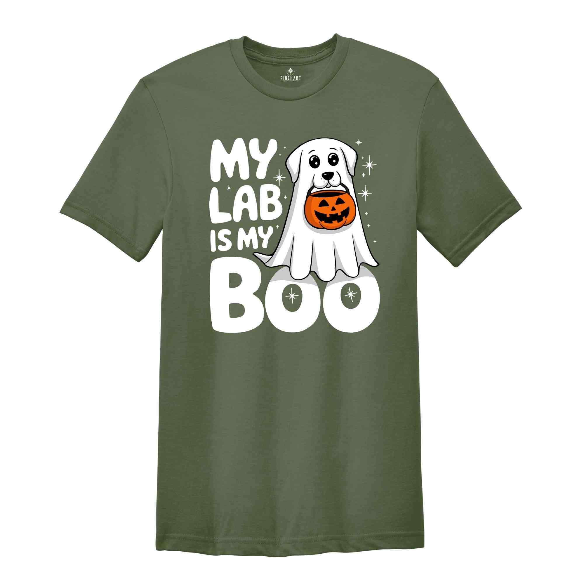 My Lab Is My Boo Shirt, Ghost Dog Halloween Tee, Lab Mom Shirt, Retro Halloween Shirt, Mama Gift for Dog Lover, Dog Mama Shirt