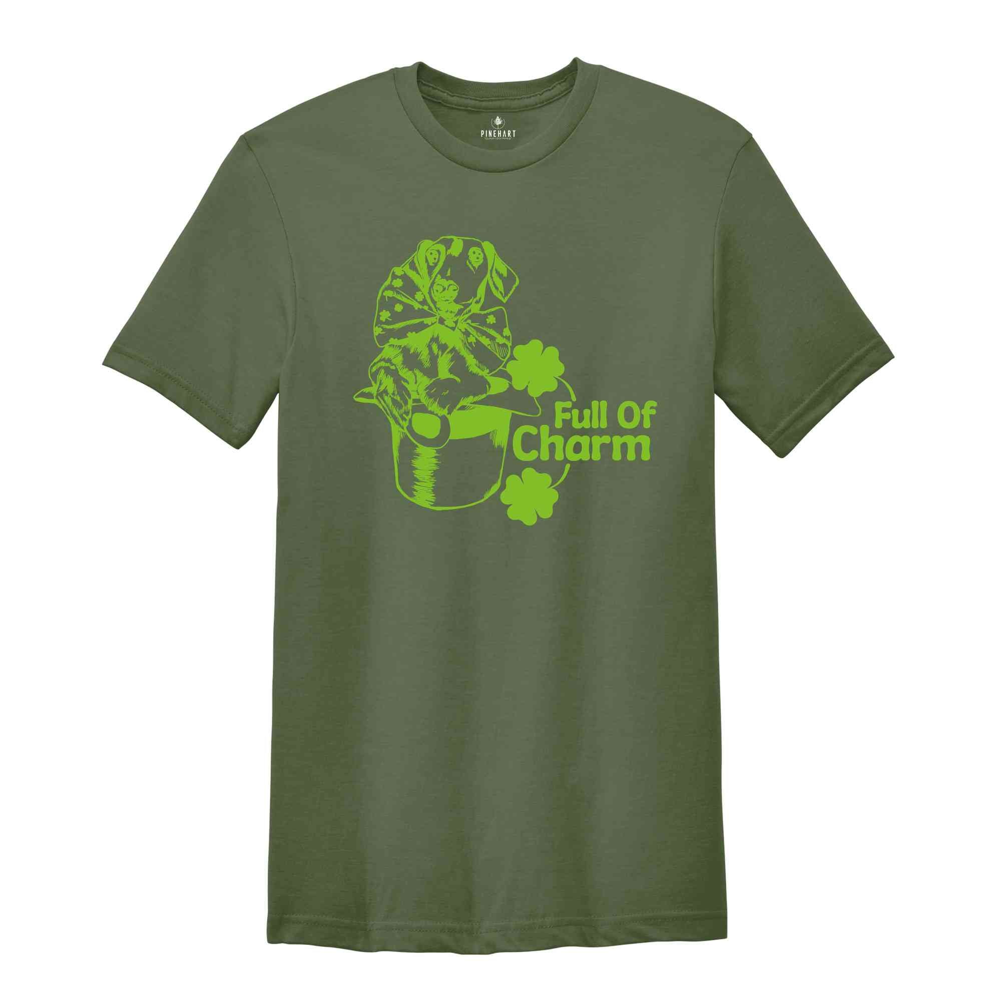 ST. Patrick Dog Shirt, Full Of Charm Shirt, Cute Irish Dog Shirt, Clover Dog Shirt, Lucky Dog Shirt, Dog Owner St. Patrick Day T-shirt