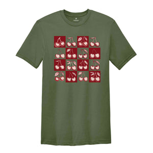 cherry Checkered Shirt, cherry Fruit Shirt, cherry garden foodie lover T-shirt, Cherry Picking Season Shirt