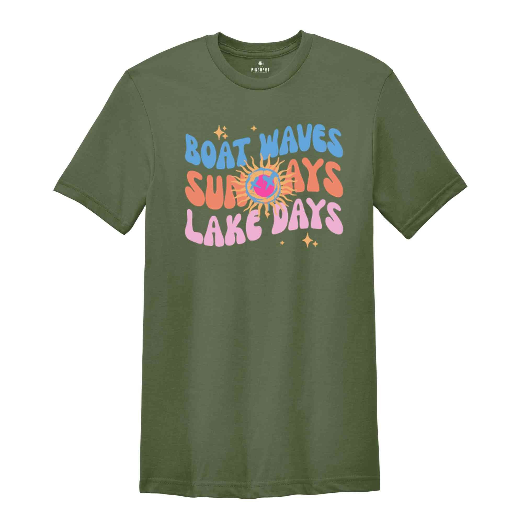 Boat Waves Sun Rays Lake Days Shirt, Summer Vibes Shirt, Beach Waves Shirt, Retro Summer Beach Shirt, Boating Shirt