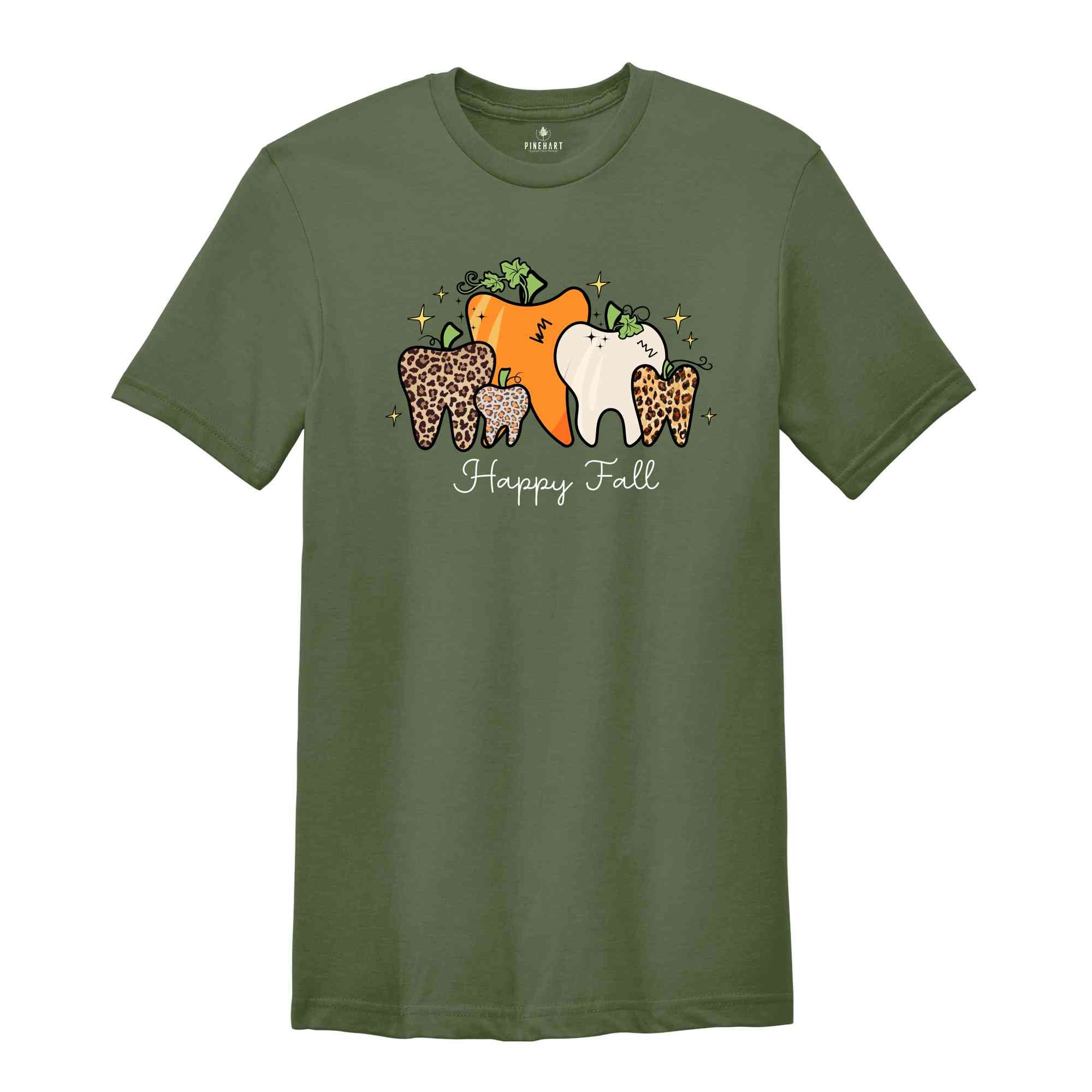 Happy Fall Dentist Shirt, Fall Shirt, Dentist Thanksgiving T-Shirt, Pumpkin Teeth Shirt, Dental Halloween Shirts, Trick Or Teeth Tee