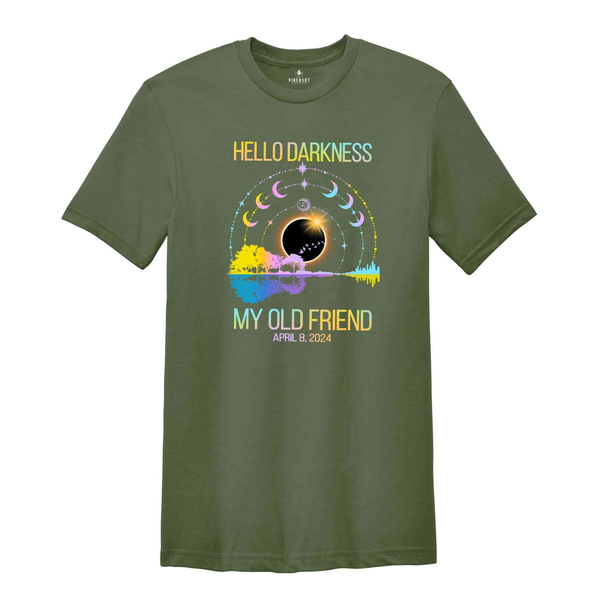 Hello Darkness My Old Friend Shirt, 4.08.24 Shirt, Total Solar Eclipse Shirt, Path Of Totality, Eclipse Event Shirt, Astronomy Shirt