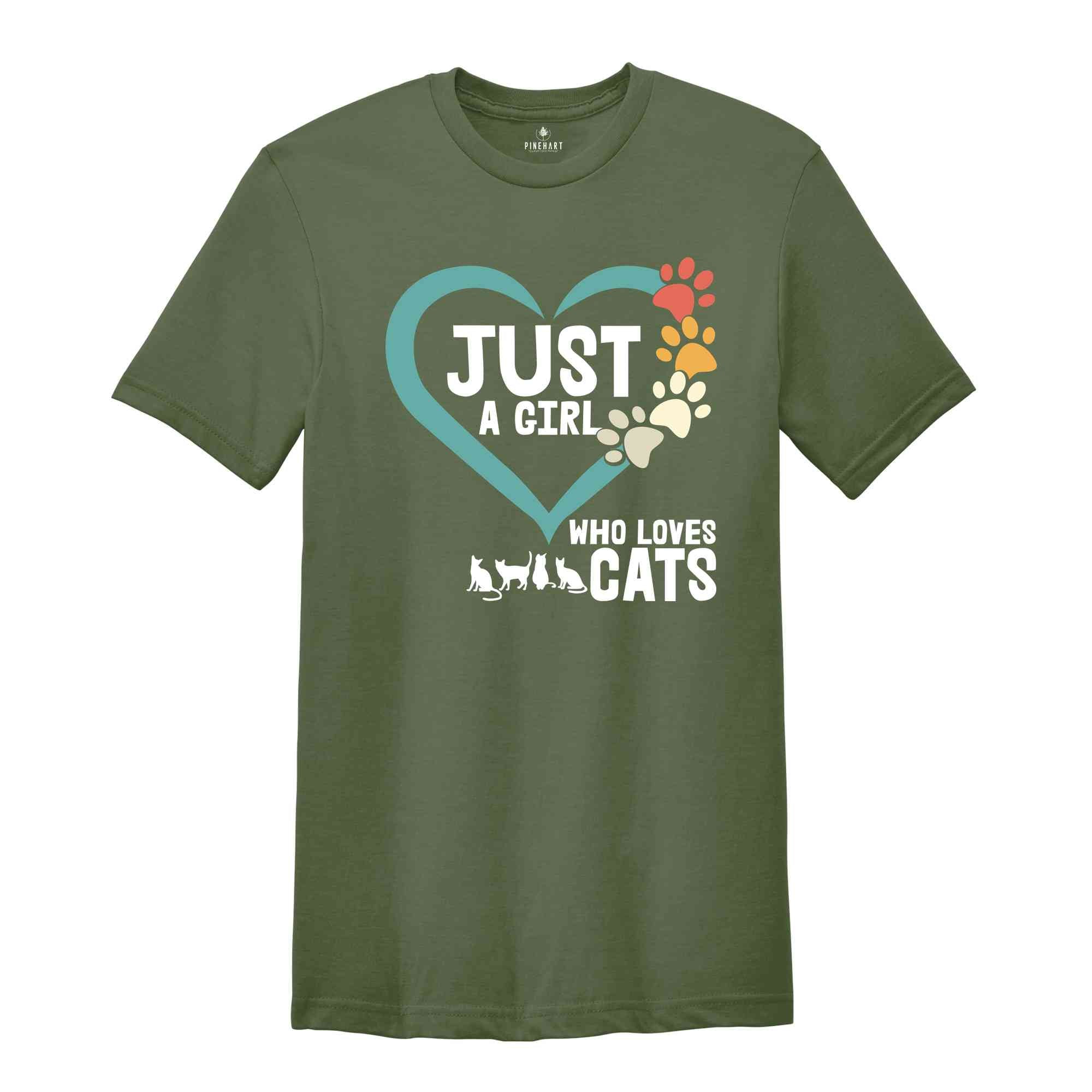 Just a Girl Who Loves Cats Shirt, Cute Cat Lover Shirt, Cat Person Shirt, Cat Mom Shirt, Animal Lover Shirt, Kitten Shirt