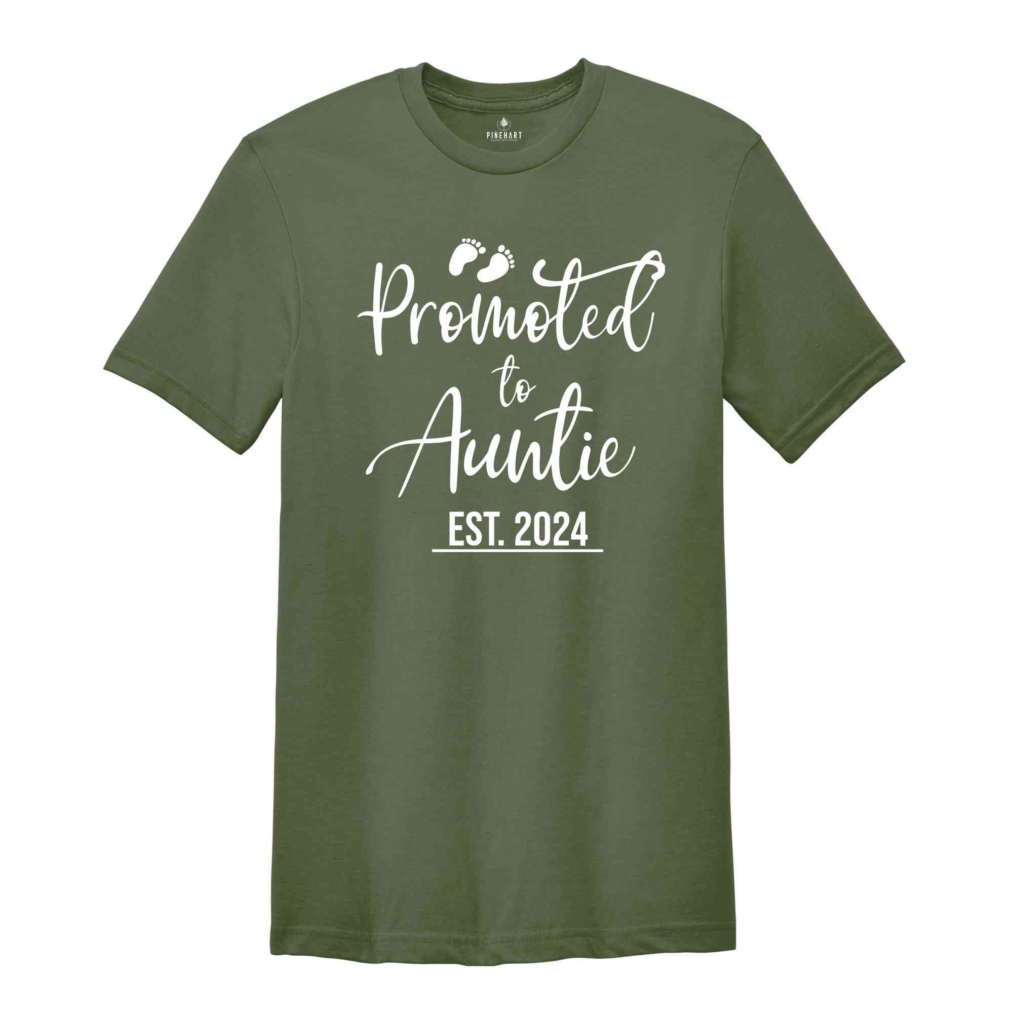 Promoted to Auntie Est 2024 Shirt, New Aunt Shirt, Baby Shower Shirt, Gender Reveal Aunt Shirt, Funny Pregnancy Reveal Shirt, Auntie 2024