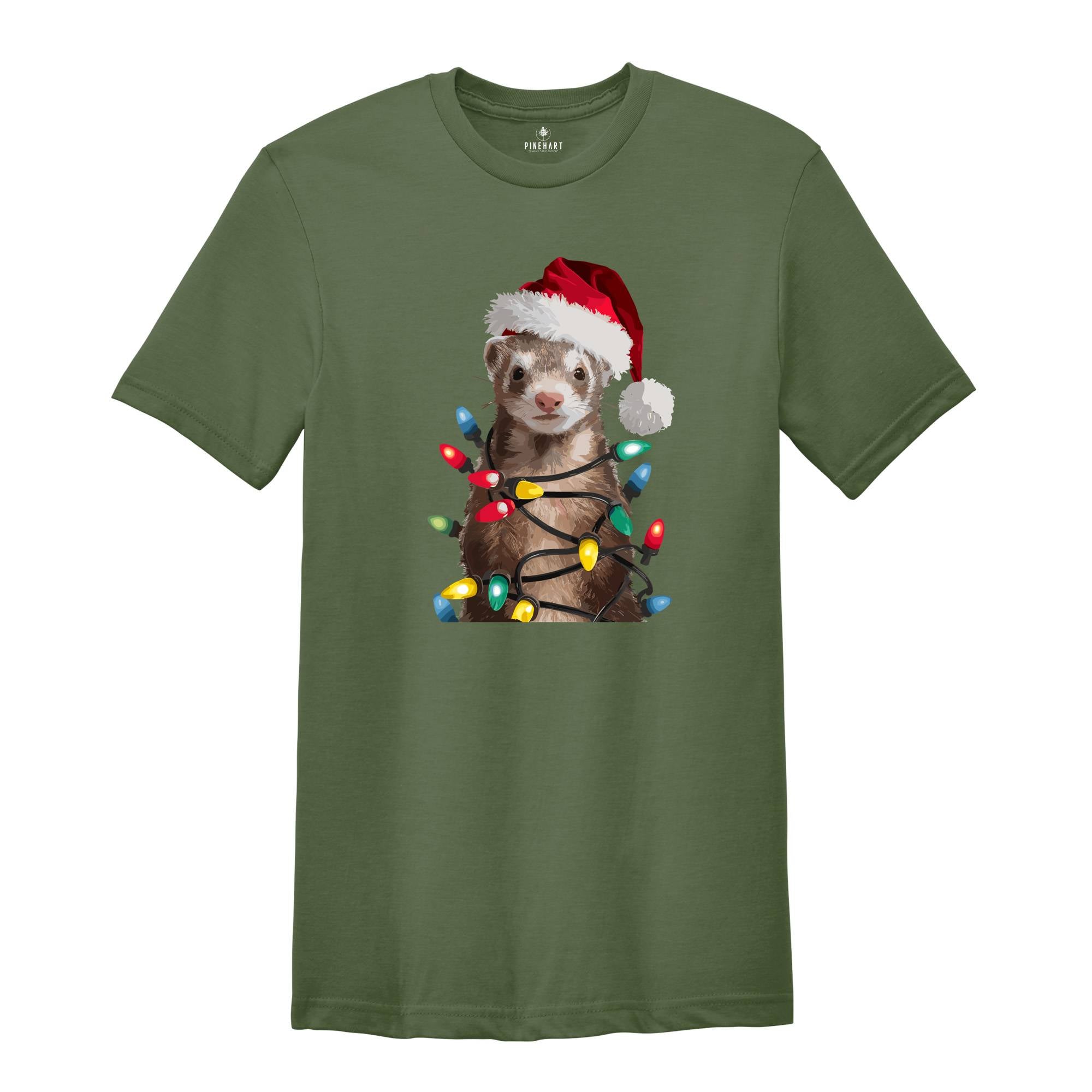 Ferret Christmas Lights Shirt, Funny Christmas T-Shirt, Xmas Party Shirt, Family Christmas Shirt, Holiday Tee, Gift For Christmas