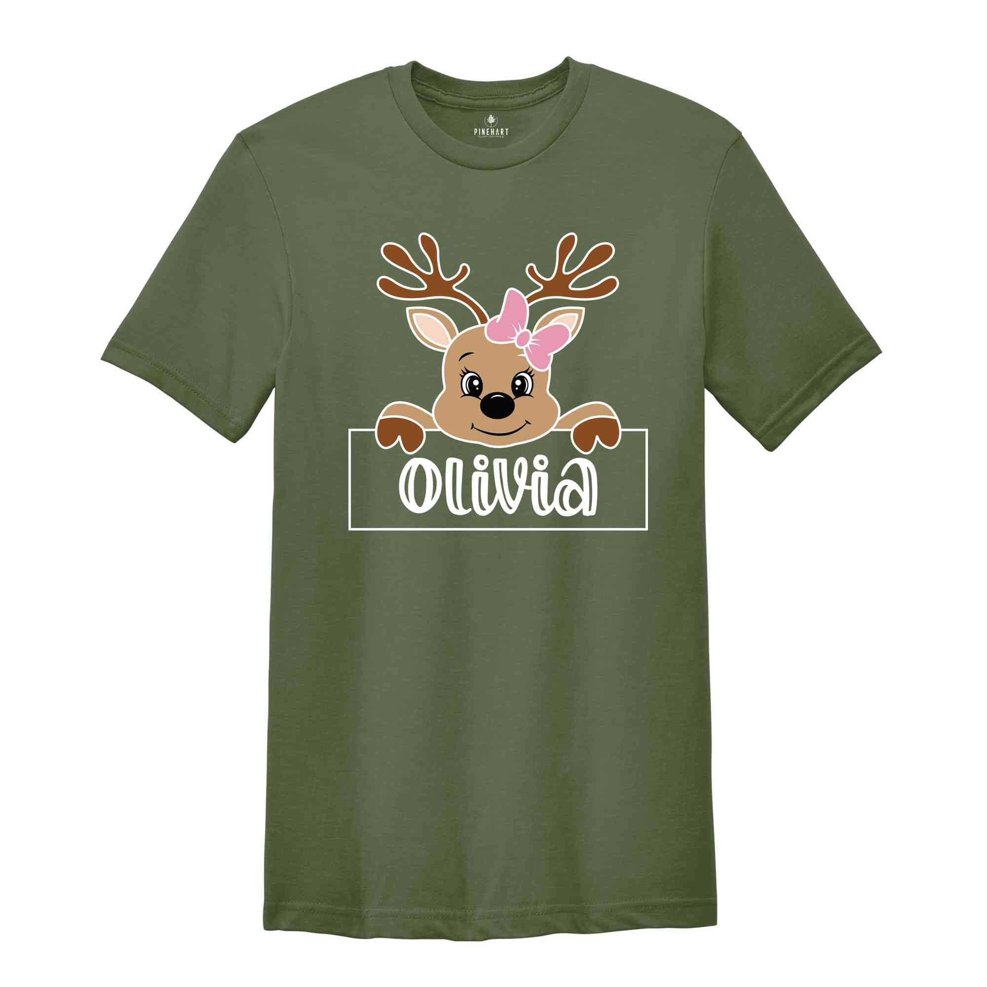 Reindeer Family Christmas Shirt, Personalized Christmas Family Shirt, Custom Family Name Shirt, Funny Christmas Shirt, Christmas Gift