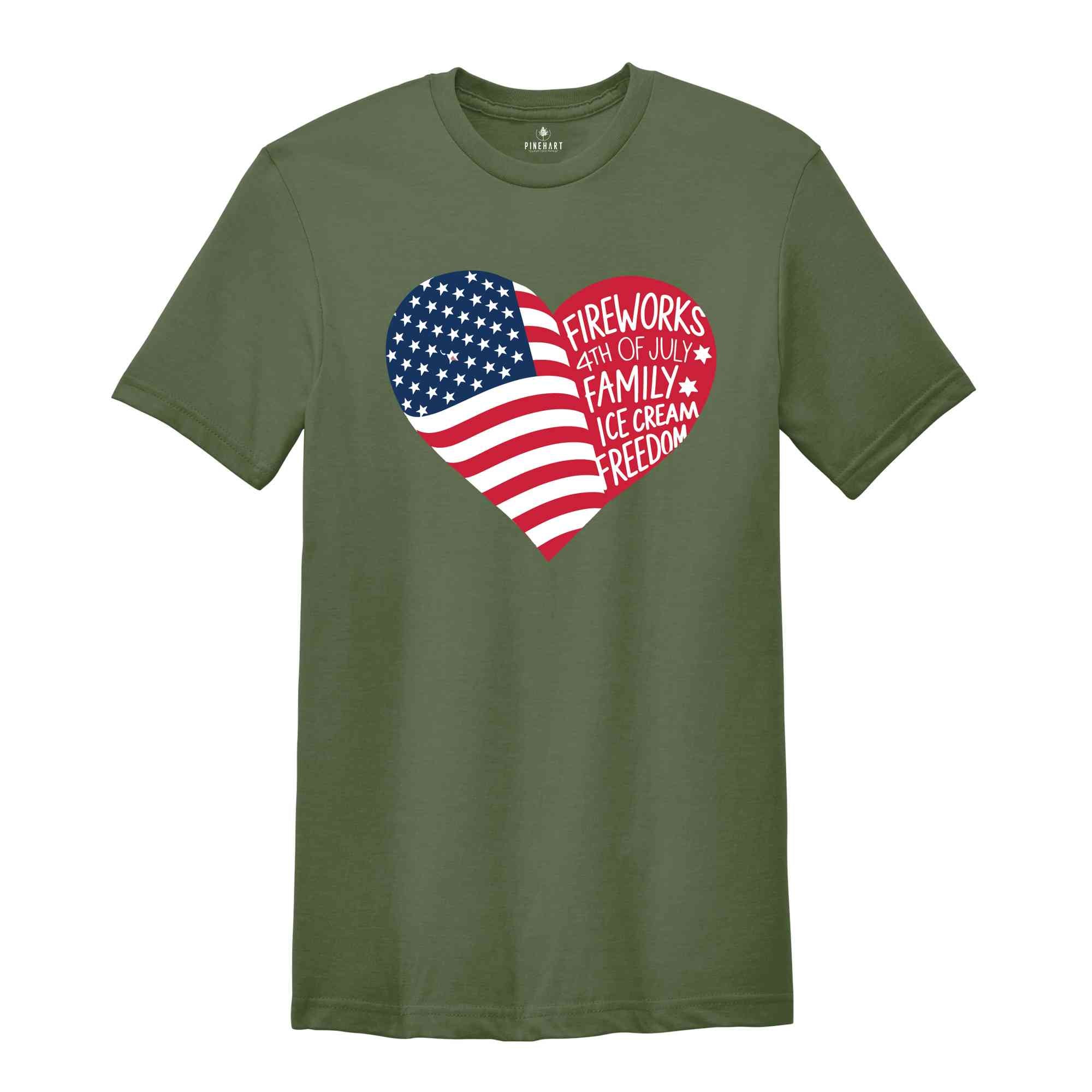 American Heart 4th Of July Shirt, 4th Of July Flag T-Shirt,Freedom TShirt,Independence Shirt, American Flag Heart Shirt