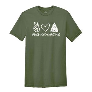 Peace Love Christmas Shirt, Christmas Tee, Christmas Costume, Funny Christmas, Xmas Tee, Holiday Gift, Hippie Soul Shirt