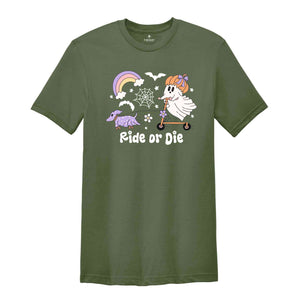 Ride or Die Halloween Shirt, Halloween Shirt, Cute Halloween Ghost Shirt, Halloween Party Shirt, Spooky Season Shirt