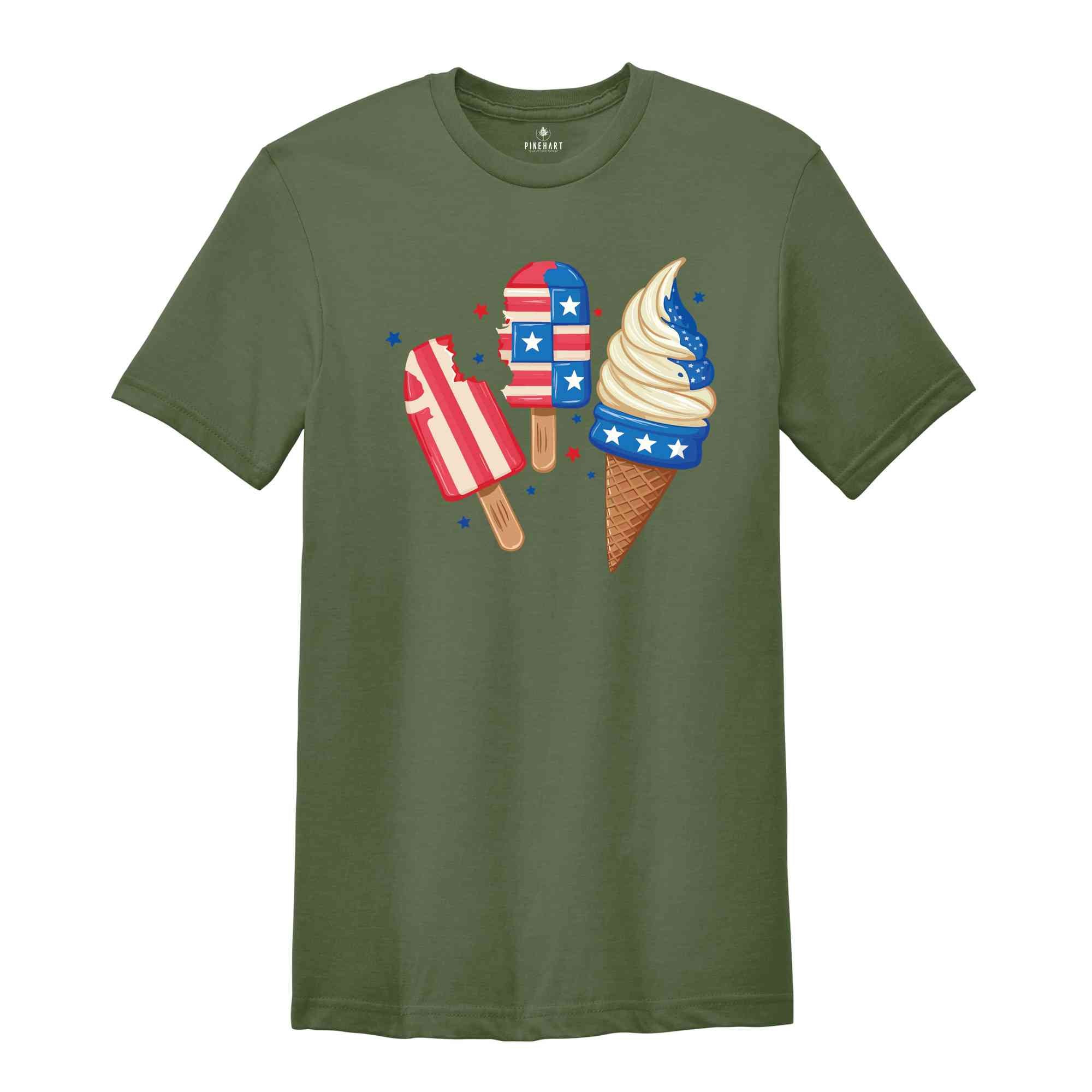 USA Popsicle Shirt, Ice Cream T-Shirt, America Lover Gift, Ice Cream Us Tee, Usa Flag Tees, 4th Of July Gift Tee