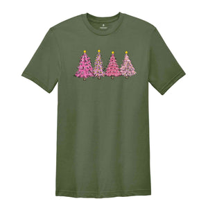 Pink Christmas Tree Shirt, Xmas Trees Shirt, Gift for Christmas, Cute Christmas Shirt, Christmas Party Tee