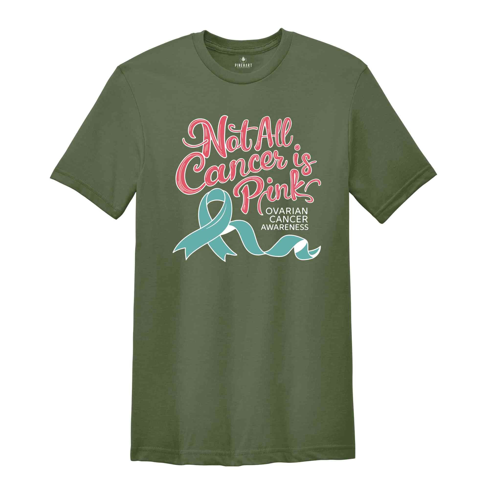 Ovarian Cancer Warrior Vneck Shirt, Awareness Graphic Tees, Ovarian Cancer Fighter Shirt, Ovarian Cancer Support Gift, Cancer Ribbon T-Shirt