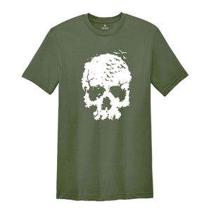 Halloween Skull Shirt, Skull Shirt, Skull with Birds Shirt, Halloween Party Shirt, Cute Halloween Shirt, Cute Skull Shirt