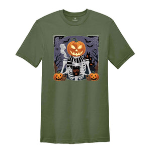 Skeleton Drinking Coffee Shirt, Funny Halloween Shirt, Skeleton Coffee Lover Shirts, Enjoy Pumpkin Shirt, Coffee Lover Tees