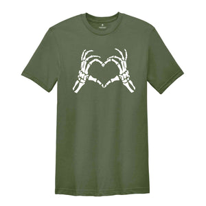 Skeleton Hand Making Heart Shirt, Spooky Halloween Heart Shirt, Scary Halloween Skeleton Shirt