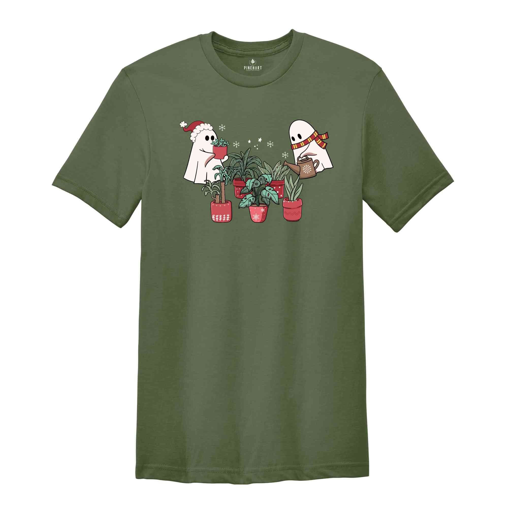 Christmas Plant Lady Shirt, Ghost Christmas, Plant Lovers Shirt, Cute Ghost Shirt, Ghost Plant Christmas, Funny Christmas