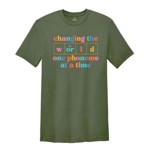 Changing The World One Phoneme At A Time T-Shirt, Dyslexia Teacher Shirt, Kindergarten Teacher Tee, Gifts For Reading Teachers