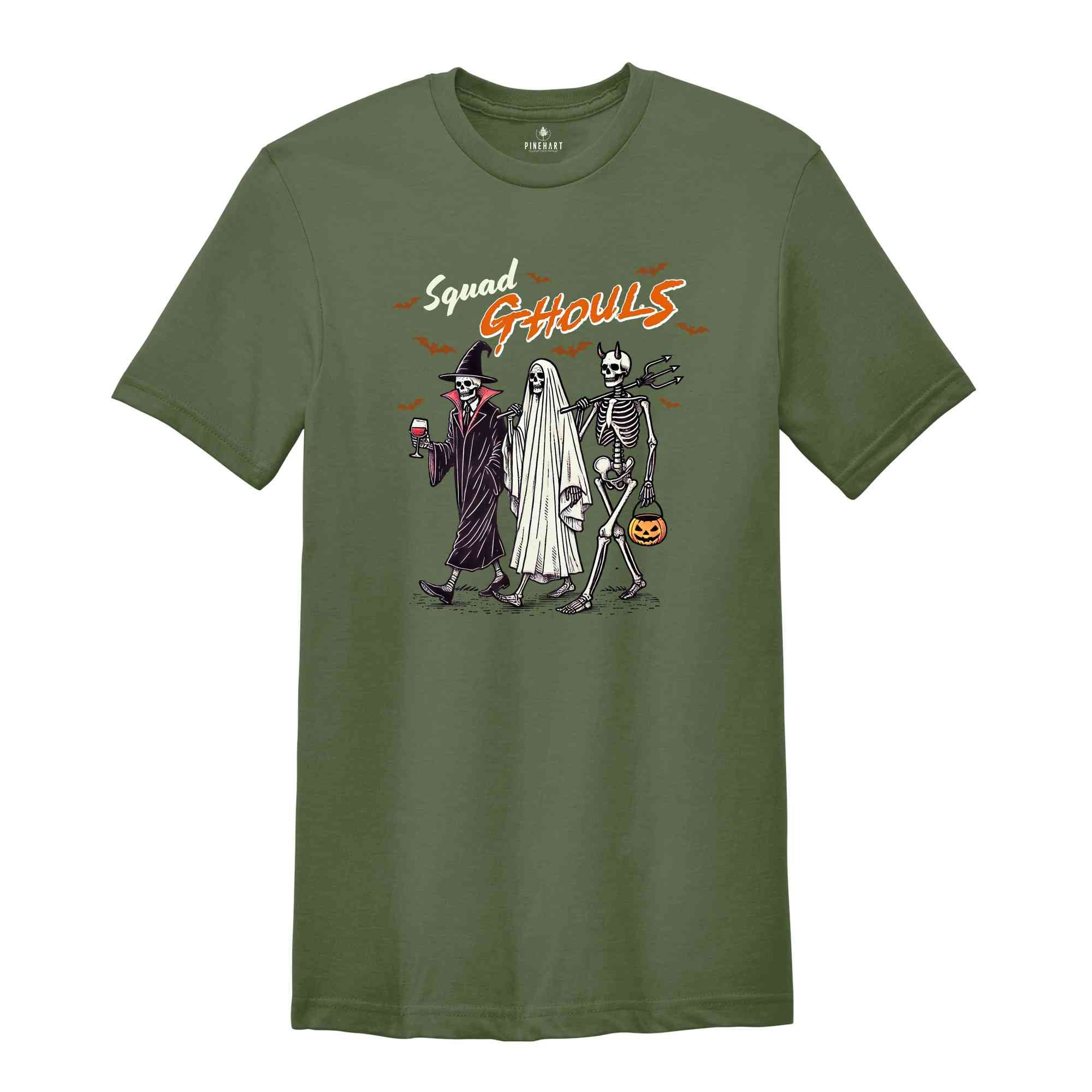 Squad Ghouls Shirt, Funny Halloween Shirt, Spooky Season Shirt, Horror Shirt, Pumpkin Head Shirt, Halloween Gift, Halloween Skeleton Tee