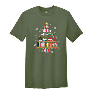 Christmas Book Tree Shirt, Librarian Christmas Shirt, Book Lover Shirt, Pine Tree Shirt, Christmas Gift, Bookworm Shirt, Reading Shirt