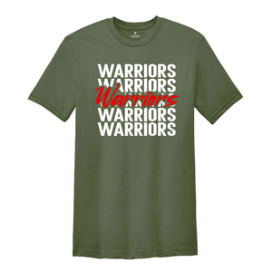 Team Mascot T-Shirt, Warriors Team Shirt, Warriors Football Tee, Warriors Fan Gift, Warriors School Shirt, Warriors School Spirit