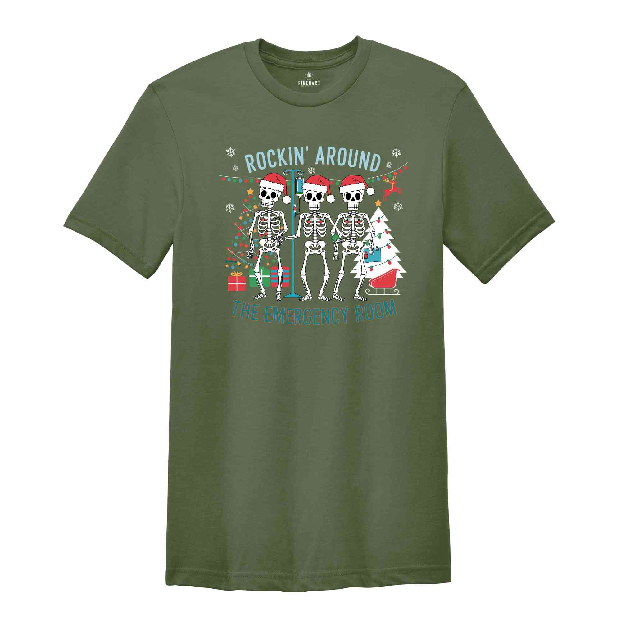 Rockin' Around The Emergency Shirt, Christmas ER Nurse Shirt, ER Nurse Shirt, Er Tech Shirt, Emergency Department, Christmas Gift for Nurse