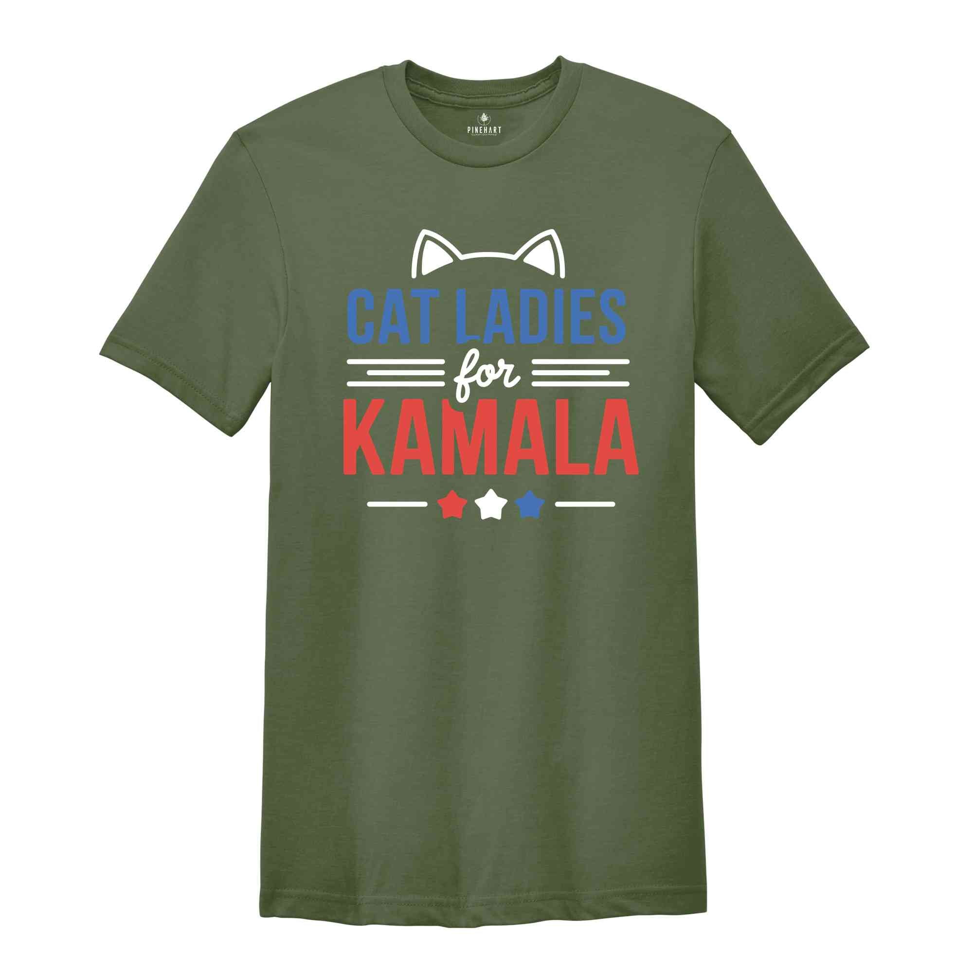 Cat Ladies For Kamala Shirt, Kamala Harris 2024 President Shirt, Cat Mom Shirt, Kamala Rally Shirt, Childless Cat Ladies Kamala Shirt