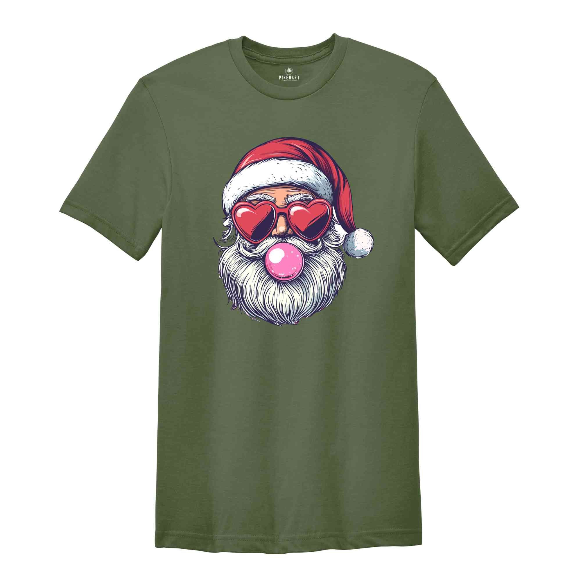 Retro Santa Blowing Bubble Shirt, Santa Claus Shirt, Santa Face Shirt, Funny Christmas Shirt, Cute Christmas Shirt, Holiday Season Shirt