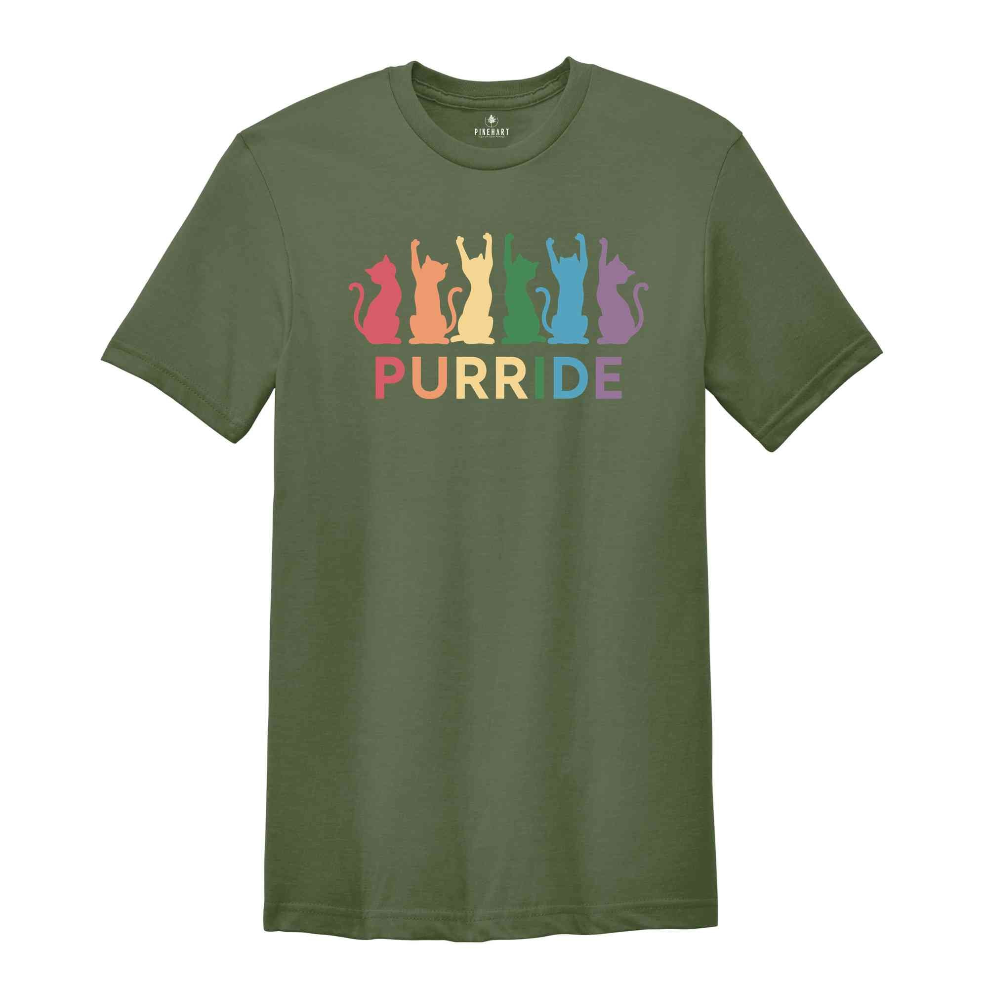 Purride Shirt, Cat Shirt, LGBT Flag Shirt, Gay Pride Shirt, LGBTQ Shirt, Rainbow Pride Shirt, Cat Lover Gift, Rainbow Cat Shirt