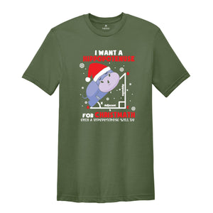 I Want A Hippopotenuse For Christmas T-Shirt, Funny Geometry Tee, Christmas Math Shirt, Christmas Math Teacher Gift