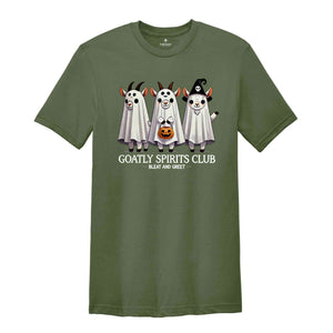 Goatly Spirits Club Bleat And Greet Shirt, Halloween Ghost T-Shirt, Goats Shirt, Ghost Goats Tee, Goat Lover Shirt, Happy Halloween Tee